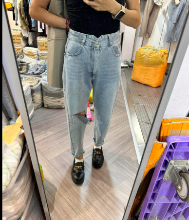 高腰割破牛仔哈倫褲 550   K249333 