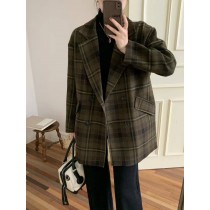 聖誕狂FUN紅綠配｜#綠標商品-內裡菱格鋪棉毛呢西裝外套 